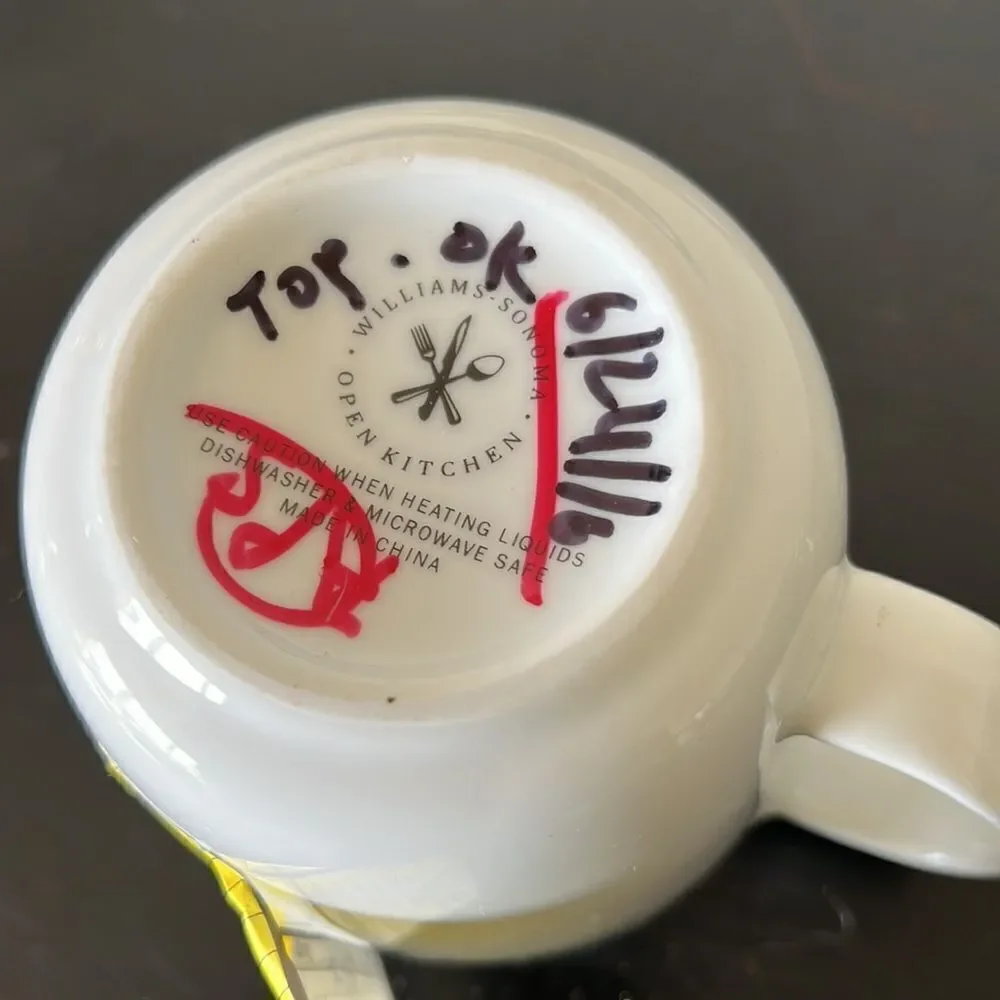 Williams Sonoma Gold “Peace Joy Love” Mug